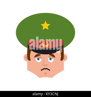 Russische Offizier traurig emoji. Soldat schmerzhafte Emotion Avatar. Stumpf Militärs in Russland. Abbildung 23. Februar. Verteidiger des Vaterlandes Tag. Armee h Stock Vektor