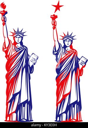 Freiheitsstatue, Freiheit. USA Symbol oder Icon. Vector Illustration Stock Vektor