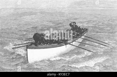 Schiffe Mann über Bord 1887. Die Grafik Stockfoto
