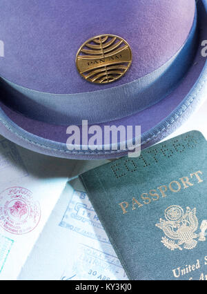 Pan American Airways Vintage Stewardess Erinnerungsstücke Stockfoto