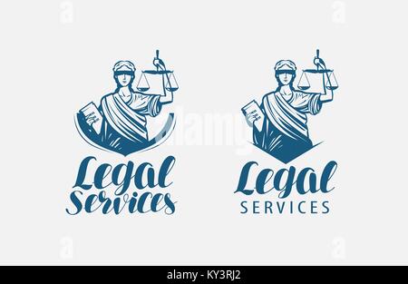 Legal Services Logo. Notar, Justiz, Rechtsanwalt Symbols. Vector Illustration Stock Vektor