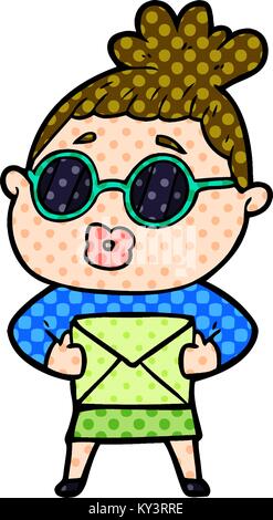 Cartoon Frau Sonnenbrille tragen Stock Vektor
