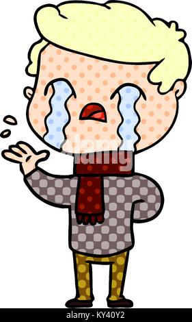 Cartoon Mann weinen tragen winter Schal Stock Vektor