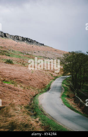 Landschaften von einem Spaziergang von Hathersage zu Stanage Edge im Peak District, Derbyshire. Stockfoto