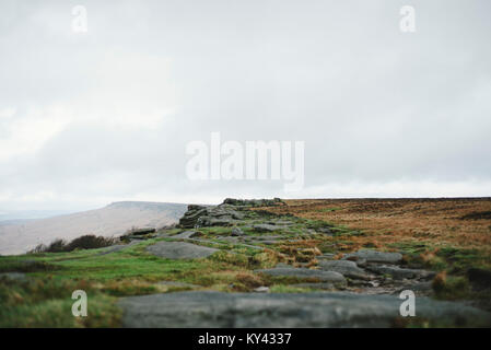 Landschaften von einem Spaziergang von Hathersage zu Stanage Edge im Peak District, Derbyshire. Stockfoto