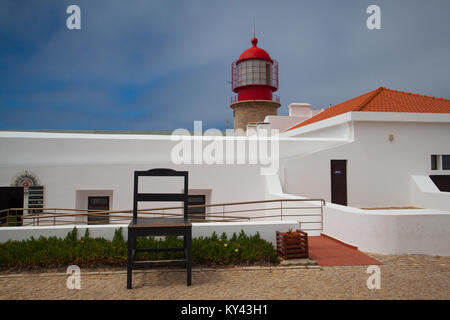 Sintra, Portugal, 5. Juli 2014: Leuchtturm von Cabo de Sao Vicente, Sagres, Algarve, Portugal. Cabo da Roca Leuchtturm war der erste Zweck gebaut ligh Stockfoto