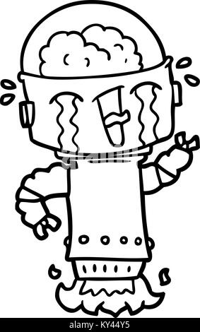 Cartoon weinende Roboter fliegen Stock Vektor