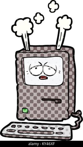 Cartoon müde Computer überhitzt Stock Vektor