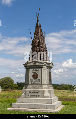 Die Tammay Regiment Denkmal für die 42 New York Volunteer Infantry Regiment, Gettysburg National Military Park, Pennsylvania, United States. Stockfoto