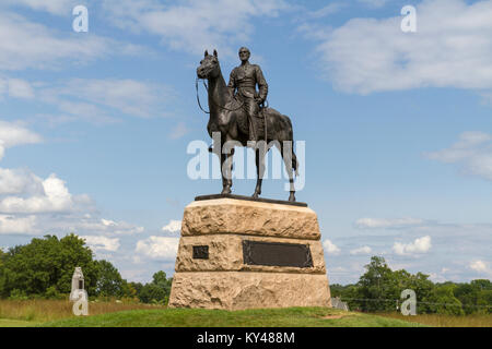 Das Denkmal für General George Meade, Cemetery Ridge, Gettysburg National Military Park, Pennsylvania, United States. Stockfoto