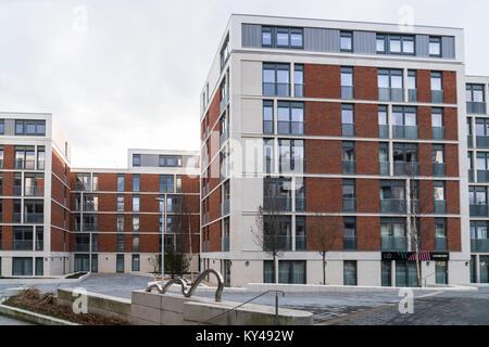 Blick auf die neuen Wohnungen für Miete in Gilmore Quay an Fountainbridge in Edinburgh, Schottland, Vereinigtes Königreich Stockfoto