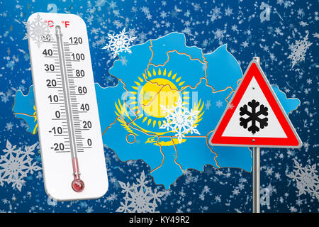 Schnee Sturm, Schnee und Sturm in Kasachstan Konzept, 3D-Rendering Stockfoto