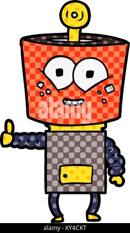 Happy cartoon Roboter geben Daumen bis Stock Vektor