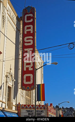 Regenbogen Flagge, Castro Street, San Francisco Stockfoto