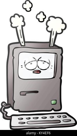 Cartoon müde Computer überhitzt Stock Vektor