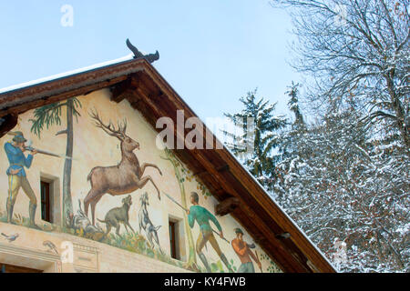 Schweiz, Engadin, Gesendet bei Bad Scuol, Chasa dal Chatchaders Stockfoto