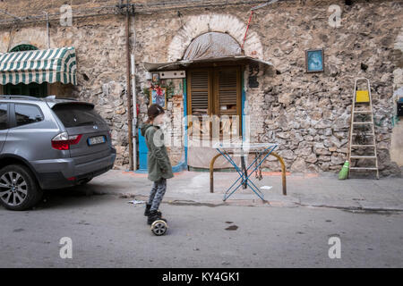 Der lebensmittelmarkt Bereich Ballaro in Palermo, der Hauptstadt von Sizilien, Italien. Seit Jahrtausenden, Sizilien hat einen Anschlag auf das Mittelmeer Handelsrouten, und Stockfoto