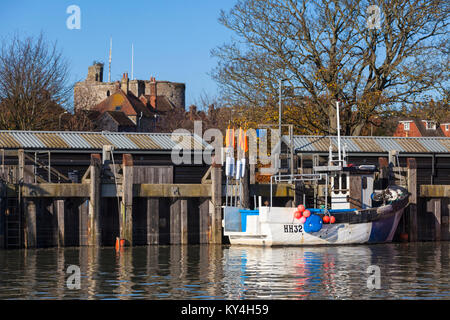 Angeln boote Trawler, auf dem Fluss Rother in Rye, East Sussex, Großbritannien Stockfoto