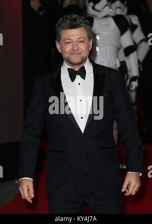 Die Europäische Premiere von Star Wars: Der letzte Jedi gehalten an der Royal Albert Hall - Ankunft mit: Andy Serkis Wo: London, Großbritannien Wann: 12 Dec 2017 Credit: Mario Mitsis/WENN.com Stockfoto