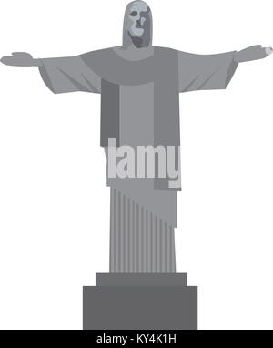 Christus, dem Erlöser, Symbol, flacher Stil. Rio de Janeiro Monument, einem Wahrzeichen von Brasilien. Auf weissem Hintergrund. Vector Illustration. Stock Vektor