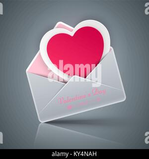 Valentinstag. Herzen in einem Kuvert mit. Stock Vektor