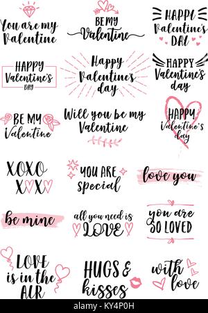 Liebe Schriftzug für den Valentinstag Karten, der vektor design Elemente einstellen Stock Vektor