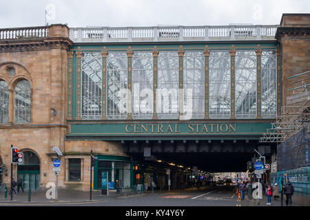 Station Hauptbahnhof Brücke über Argyle Street im Stadtzentrum von Glasgow, Schottland, Vereinigtes Königreich Stockfoto