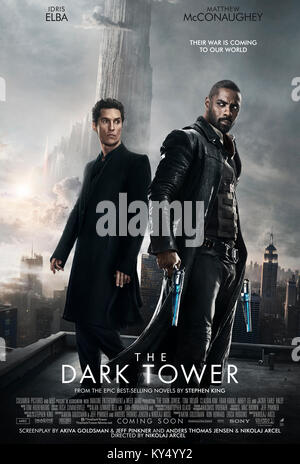 RELEASE Datum: Juli 28, 2017 TITEL: Der Dunkle Turm Studio: Columbia Pictures Regie: Nikolaj Arcel PLOT: Revolvermann Roland Deschain durchstreift eine Alte West Landschaft auf der Suche nach dem Dunklen Turm, in der Hoffnung, dass Sie es erhalten wird Seine sterbenden Welt Starring: Poster Art (Credit: Columbia Pictures/Entertainment Bilder) Stockfoto