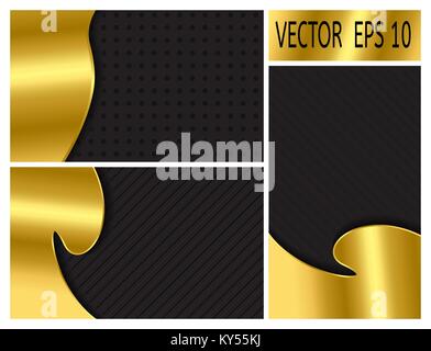 Satz von schwarzen Hintergrund mit Gold Stock Vektor