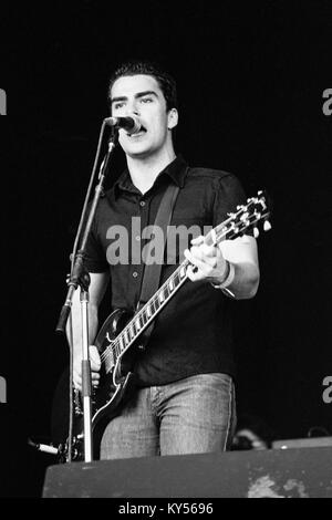 Kelly Jones von The Stereophonics' Auftritt beim Glastonbury Festival 1998, Worthy Farm, Pilton, Somerset, England, Vereinigtes Königreich. Stockfoto