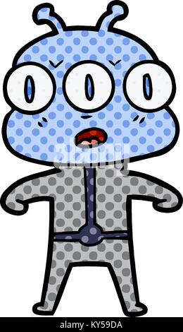 Cartoon drei eyed Alien Stock Vektor