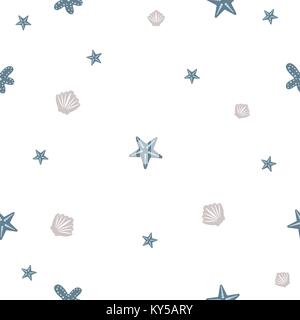 Nahtlose Muster mit Muschel. Wiederholen Hintergrund. Vector Illustration Stock Vektor