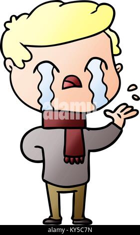 Cartoon Mann weinen tragen winter Schal Stock Vektor