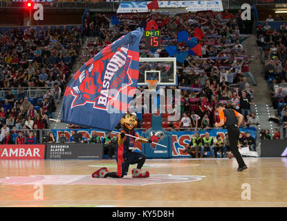 Vitoria, Spanien. 12 Jan, 2018. Aker während der Turkish Airlines EuroLeague Übereinstimmung zwischen Vitoria Gazteiz Baskonia und Olympiakos Piräus Piräus an Fernando Buesa Arena, in Vitoria, Nordspanien, Freitag, Januar. 12., 2018. Credit: Gtres Información más Comuniación auf Linie, S.L./Alamy leben Nachrichten Stockfoto