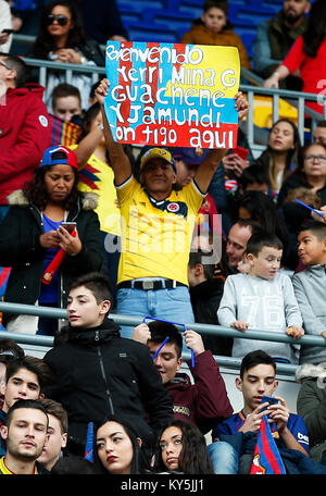 Barcelona, Espana. 13 Jan, 2018. Präsentation von yerry Mina als neuer Spieler des FC Barcelona, Barcelona, am 13. Januar 2018. Credit: Gtres Información más Comuniación auf Linie, S.L./Alamy leben Nachrichten Stockfoto