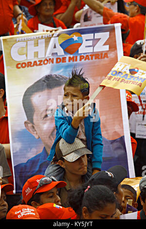 Valencia, Carabobo, Venezuela. 5. Aug 2012. August 05, 2012. Hugo Chavez, Präsident von Venezuela, macht eine politische mit Blick auf die Wiederwahl des Präsidenten. In Valencia, Carabobo Zustand. Foto: Juan Carlos Hernandez Credit: Juan Carlos Hernandez/ZUMA Draht/Alamy leben Nachrichten Stockfoto