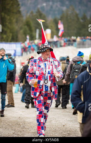 Ruhpolding, Deutschland. 13 Jan, 2018. Deutschland, Ruhpolding - Januar 13, 2017. Eine Norwegische Biathlon Fan besucht die BMW IBU Weltcup Biathlon in Ruhpolding. (Foto: Gonzales Foto/Alamy leben Nachrichten Stockfoto