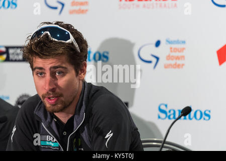 Adelaide, South Australia, Australien. 13 Jan, 2018. Peter Sagan bei Media Konferenz für die Tour Down Under, Australien am 13. Januar 2018 Credit: Gary Francis/ZUMA Draht/Alamy leben Nachrichten Stockfoto