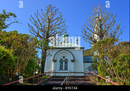 Anzeigen von Hakodate Orthodoxe Kirche in Hokkaido, Japan. Die Kirche gegründet 1859 durch die Russischen Konsulat. Stockfoto