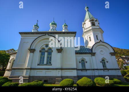 Blick auf die orthodoxe Kirche in Hakodate, Japan. Die Kirche gegründet 1859 durch die Russischen Konsulat. Stockfoto