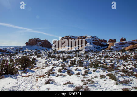 Die Erkundung der Arches National Park Dezember 2017 Stockfoto