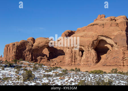 Die Erkundung der Arches National Park Dezember 2017 Stockfoto