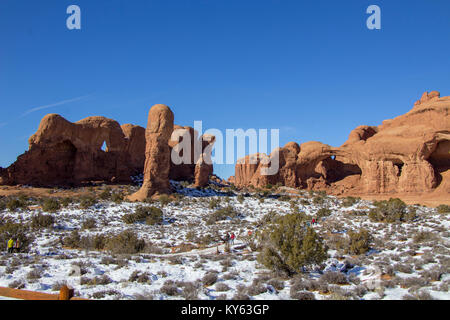 Die Erkundung der Arches National Park Dezember 2017 Stockfoto