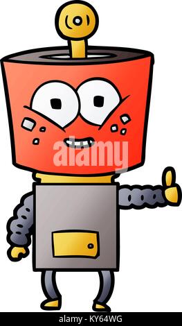Happy cartoon Roboter geben Daumen bis Stock Vektor