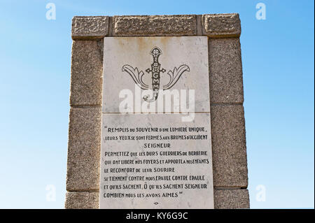 Korsika: Denkmal der Schlacht am Col de Teghime, 1943 Schauplatz einer Schlacht zwischen den deutschen Truppen verteidigen den Pass gegen Marokkanische tabors Stockfoto