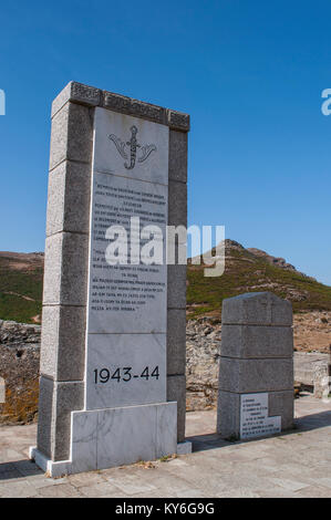 Korsika: Denkmal der Schlacht am Col de Teghime, 1943 Schauplatz einer Schlacht zwischen den deutschen Truppen verteidigen den Pass gegen Marokkanische tabors Stockfoto