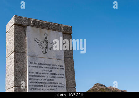 Korsika: Denkmal der Schlacht am Col de Teghime, 1943 Schauplatz einer Schlacht zwischen den deutschen Truppen verteidigen den Pass gegen Marokkanische tabors Stockfoto