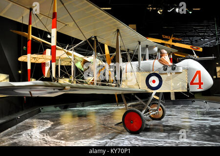 Airco DH2 in einem Ritter des Himmels Diorama in Omaka Aviation Heritage Center Museum, South Island, Neuseeland. Stockfoto