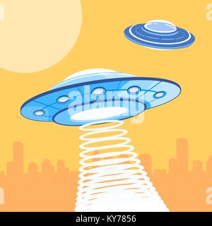 UFO-Angriff auf eine Stadt Stock Vektor