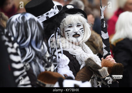 Schwein Deich Molly Tänzer während der 39Th Whittlesey Stroh tragen Festival in Cambridgeshire. Stockfoto